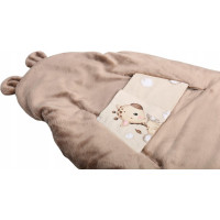 Plyšová zavinovačka s kapucí BABYMAM do autosedačky - Béžová žirafa/cappuccino