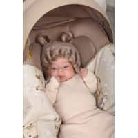 Plyšová zavinovačka s kapucí BABYMAM do autosedačky - Béžová žirafa/cappuccino