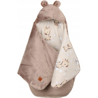 Plyšová zavinovačka s kapucí BABYMAM do autosedačky - Béžová žirafa/cappuccino