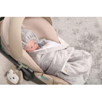Plyšová zavinovačka s kapucí BABYMAM do autosedačky - Let vlaštovkou/šedá