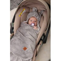 Plyšová zavinovačka s kapucí BABYMAM do autosedačky - Můj les/šedá