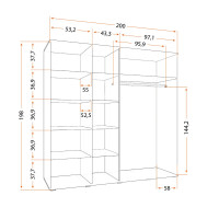 Šatní skříň BENNY 200 - dub sanremo