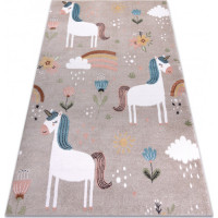 Dětský kusový koberec Fun Unicorn with rainbow beige, 200x290 cm