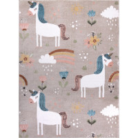 Dětský kusový koberec Fun Unicorn with rainbow beige, 200x290 cm