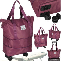 Cestovní taška na kolečkách skládací cestovní prostorná 3 velikosti fialová