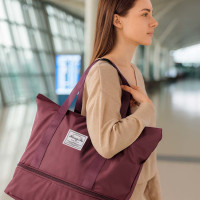 Cestovní taška na kolečkách skládací cestovní prostorná 3 velikosti fialová