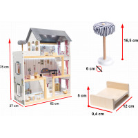 MDF dřevěný domeček pro panenky + nábytek 78cm černý LED
