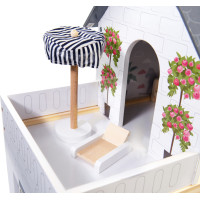 MDF dřevěný domeček pro panenky + nábytek 78cm černý LED