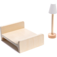 MDF dřevěný domeček pro panenky + nábytek 78cm černý LED
