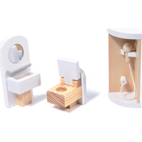 MDF dřevěný domeček pro panenky + nábytek 78cm černý LED