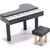 MDF dřevěný domeček pro panenky + nábytek 78cm černý LED