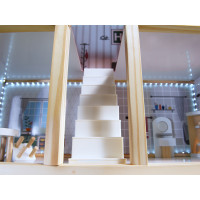 MDF dřevěný domeček pro panenky + nábytek 78cm černý LED