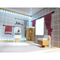 MDF dřevěný domeček pro panenky + nábytek 78cm černý LED