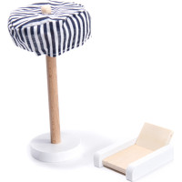 MDF dřevěný domeček pro panenky + nábytek 78cm černý LED