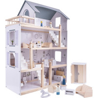 Dřevěný domeček pro panenky + nábytek 80cm