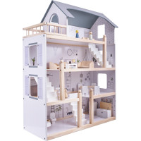 Dřevěný domeček pro panenky + nábytek 80cm