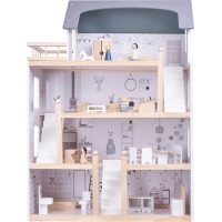 Dřevěný domeček pro panenky + nábytek 80cm
