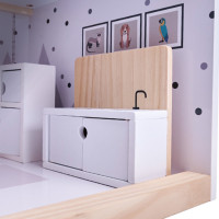 Dřevěný domeček pro panenky + nábytek 80cm