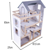 Dřevěný domeček pro panenky + nábytek 80cm