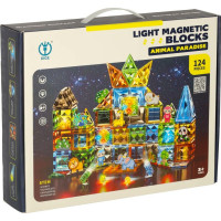 3D magnetické stavebnice svítící Zvířecí park - 124 prvků