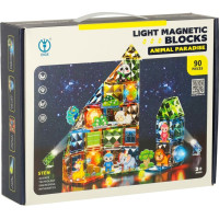 3D stavební magnetické kostky svítící Zvířecí park - 90 prvků