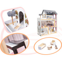 MDF dřevěný domeček pro panenky + nábytek 78cm černý LED