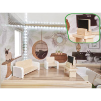 Dřevěný domeček pro panenky LULILO FLORO boho LED