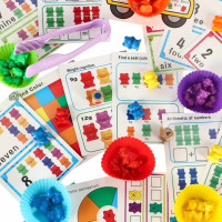 Vzdělávací Montessori hra třídění a počítání - Medvídci - 44 prvků