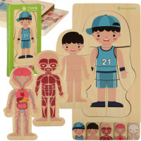 Dřevěné vrstvené Montessori puzzle Tělo - chlapec