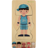 Dřevěné vrstvené Montessori puzzle Tělo - chlapec