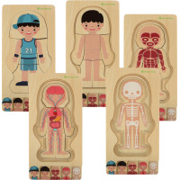 Dřevěné vrstvené Montessori puzzle Tělo - chlapec