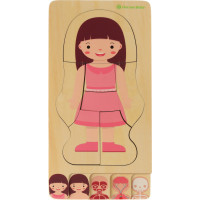 Dřevěné vrstvené Montessori puzzle Tělo - dívka