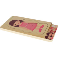 Dřevěné vrstvené Montessori puzzle Tělo - dívka