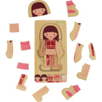 Dřevěné vrstvené Montessori puzzle Tělo - dívka