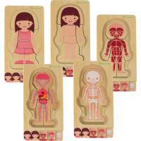 Dřevěné vrstvené Montessori puzzle Tělo - dívka