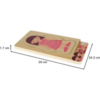 Dřevěné vrstvené Montessori puzzle Tělo - dívka