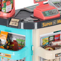 Pokladna v supermarketu s nákupním vozíkem