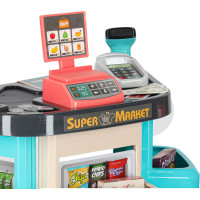 Pokladna v supermarketu s nákupním vozíkem
