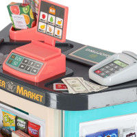Pokladna v supermarketu s nákupním vozíkem