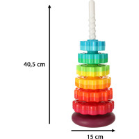 Duhová věž s pyramidou a spirálou na stohování