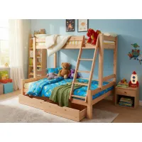 Dětská patrová postel s rozšířeným spodním lůžkem z MASIVU 200x90 cm bez šuplíku PAVLÍNA