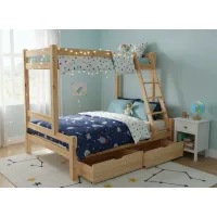 Dětská patrová postel s rozšířeným spodním lůžkem z MASIVU 200x90 cm se šuplíky PAVLÍNA