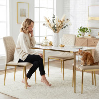 Jídelní židle MAVERIK Velvet - béžová/zlatá