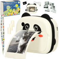 Dětský instantní fotoaparát s tiskem - Panda - bílý