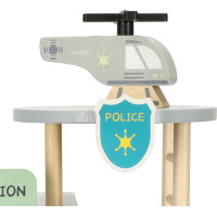 Dřevěná policejní stanice + policejní auto s vrtulníkem