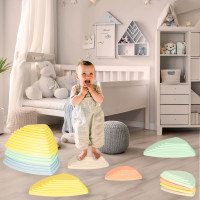 Senzorická Montessori stezka Říční kameny pro trénink rovnováhy 11 prvků - pastelová