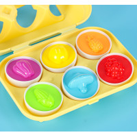 Vzdělávací Montessori puzzle - třídič tvarů Vajíčka ovoce a zelenina 6 ks