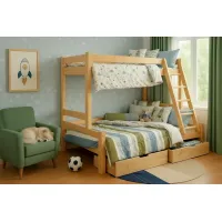 Dětská patrová postel s rozšířeným spodním lůžkem z masivu ROBUST 8X8 6A - 200x90 cm