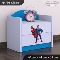 Dětský noční stolek SUPERMAN - TYP 1, modrý