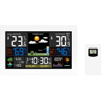 Solight meteostanice, extra velký barevný LCD, teplota, vlhkost, tlak, RCC, USB nabíjení, bílá